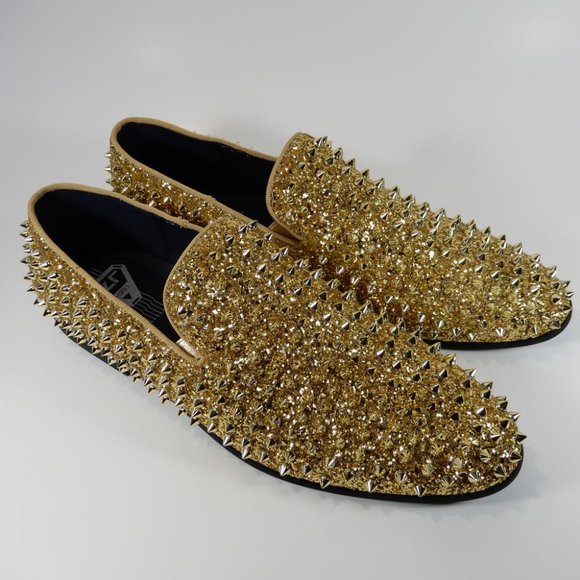 J75 BY JUMP Luxor Spike Studded Men\'s Slip-On Loafer Shoes Size 11 Gold NEW main image 13